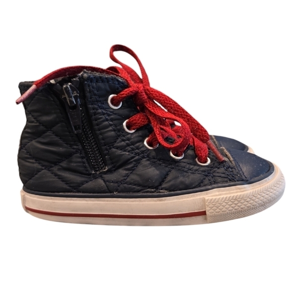CONVERSE CHUCK TAYLOR SIDE ZIP QUILTED HI-TOP SNEAKERS. SZ 7 - Picture 2 of 9